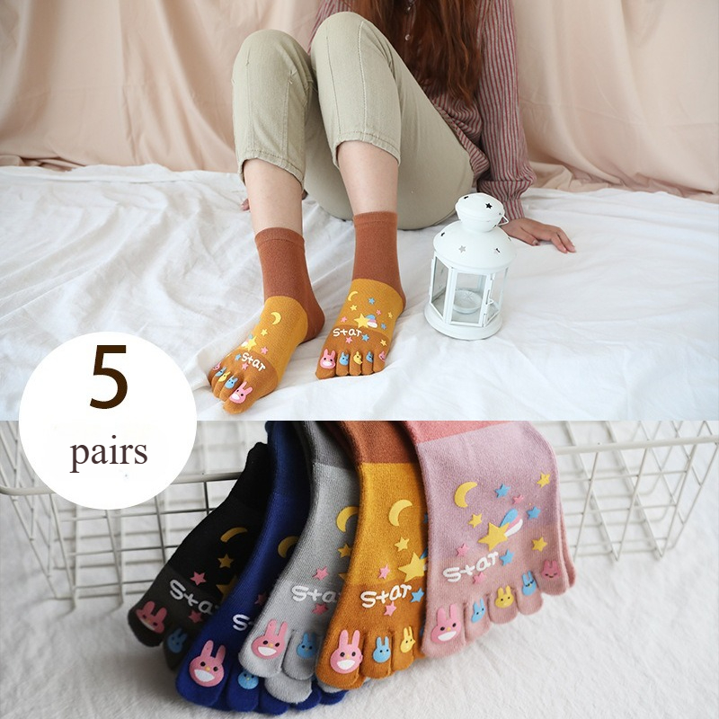 Toe Sock Split - 5 Pairs Five-finger Socks Women Cotton