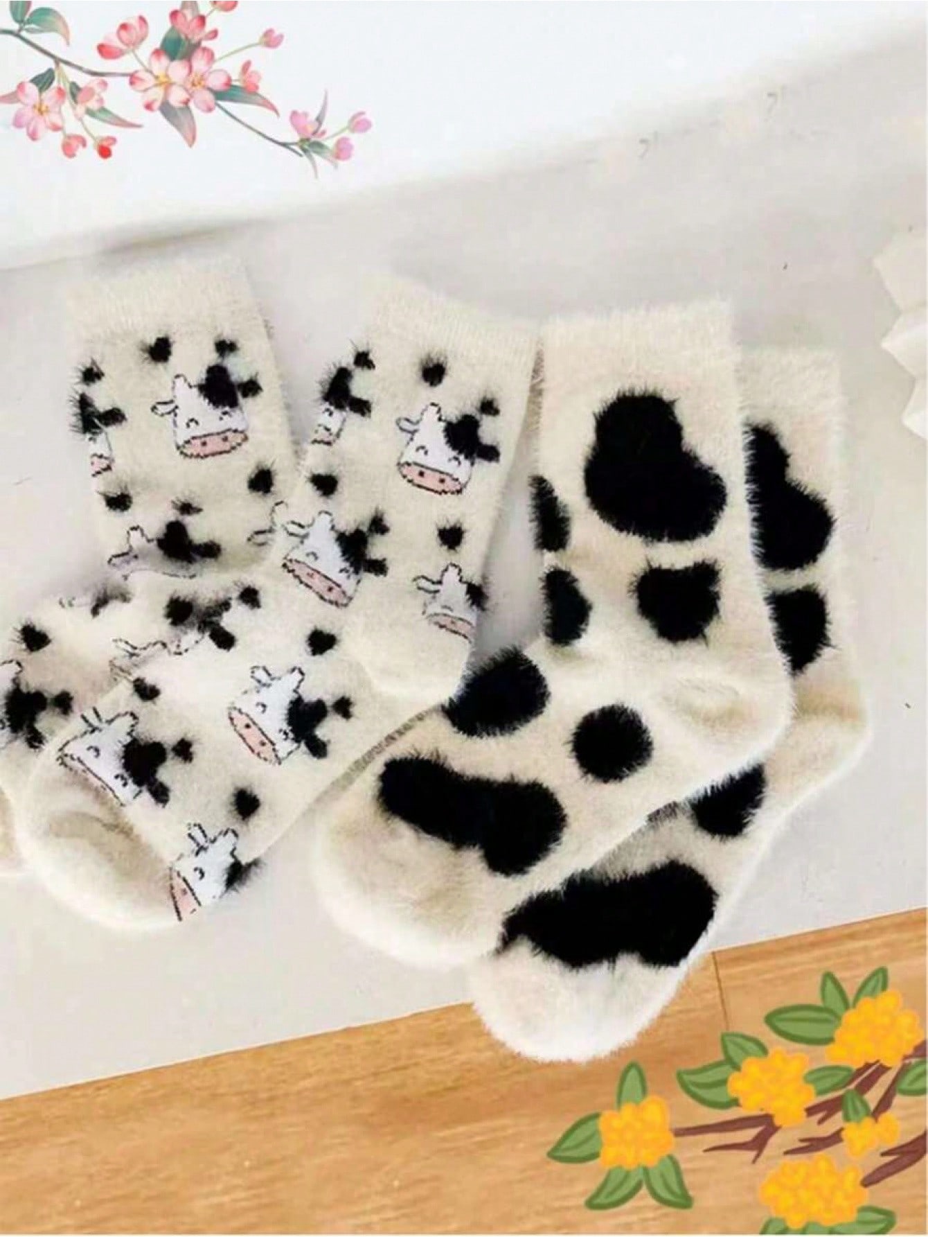 Cartoon Cute Cow Mink Velvet S - Thermal Sock Winter ulasan dan harga