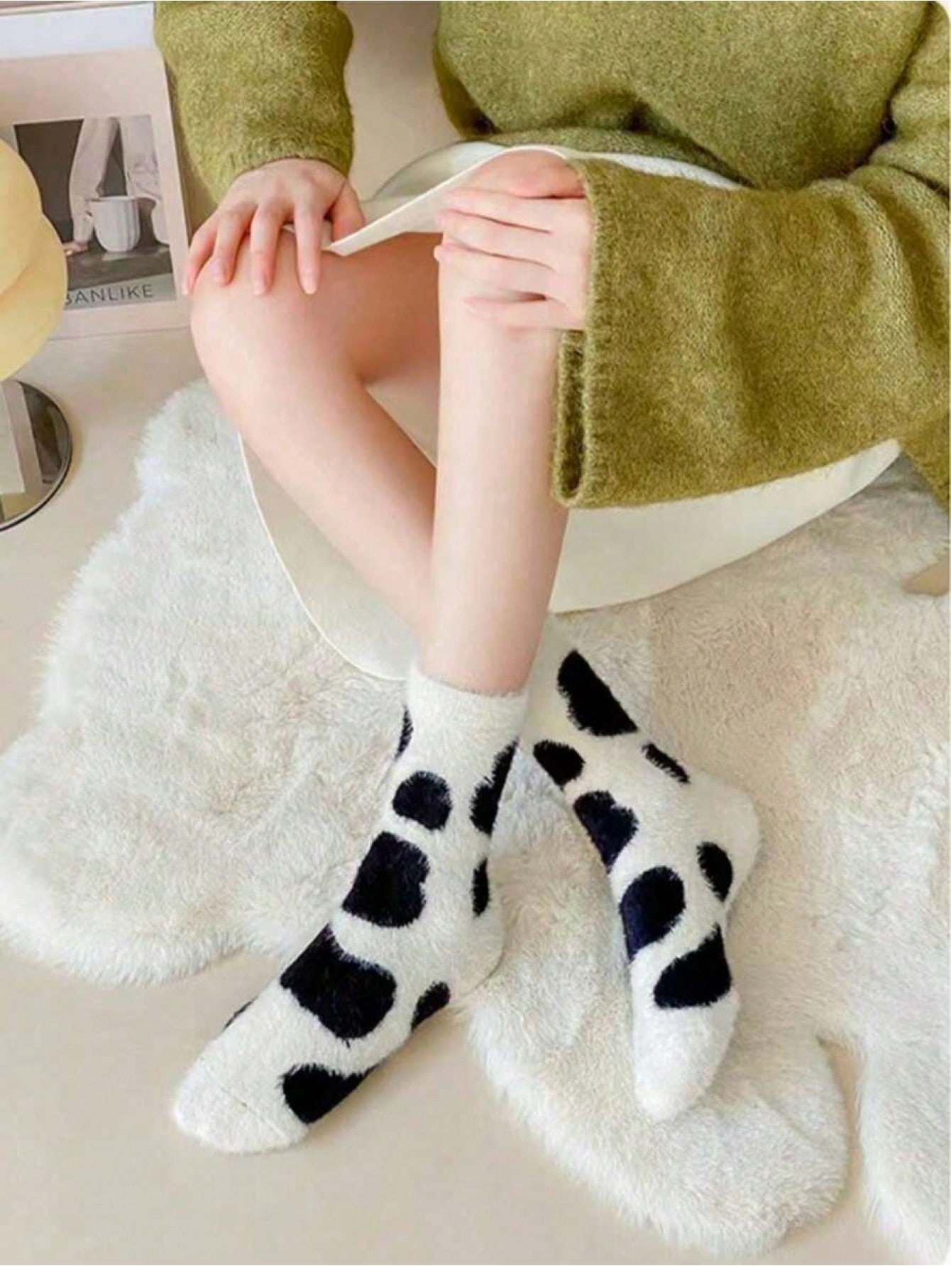 Cartoon Cute Cow Mink Velvet S - Thermal Sock Winter ulasan dan harga
