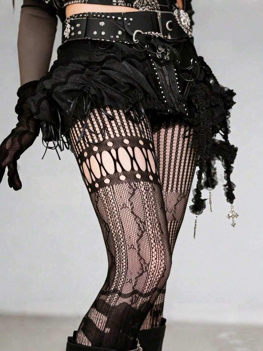 1pc Asymmetric Hollow Fishnet  - Fishnet Stocking Women ulasan dan harga