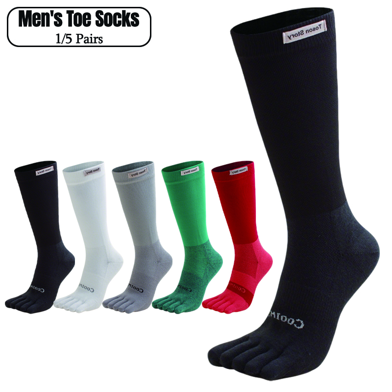 1/5 Pairs Men's High Crew Five - Toe Sock Split ulasan dan harga