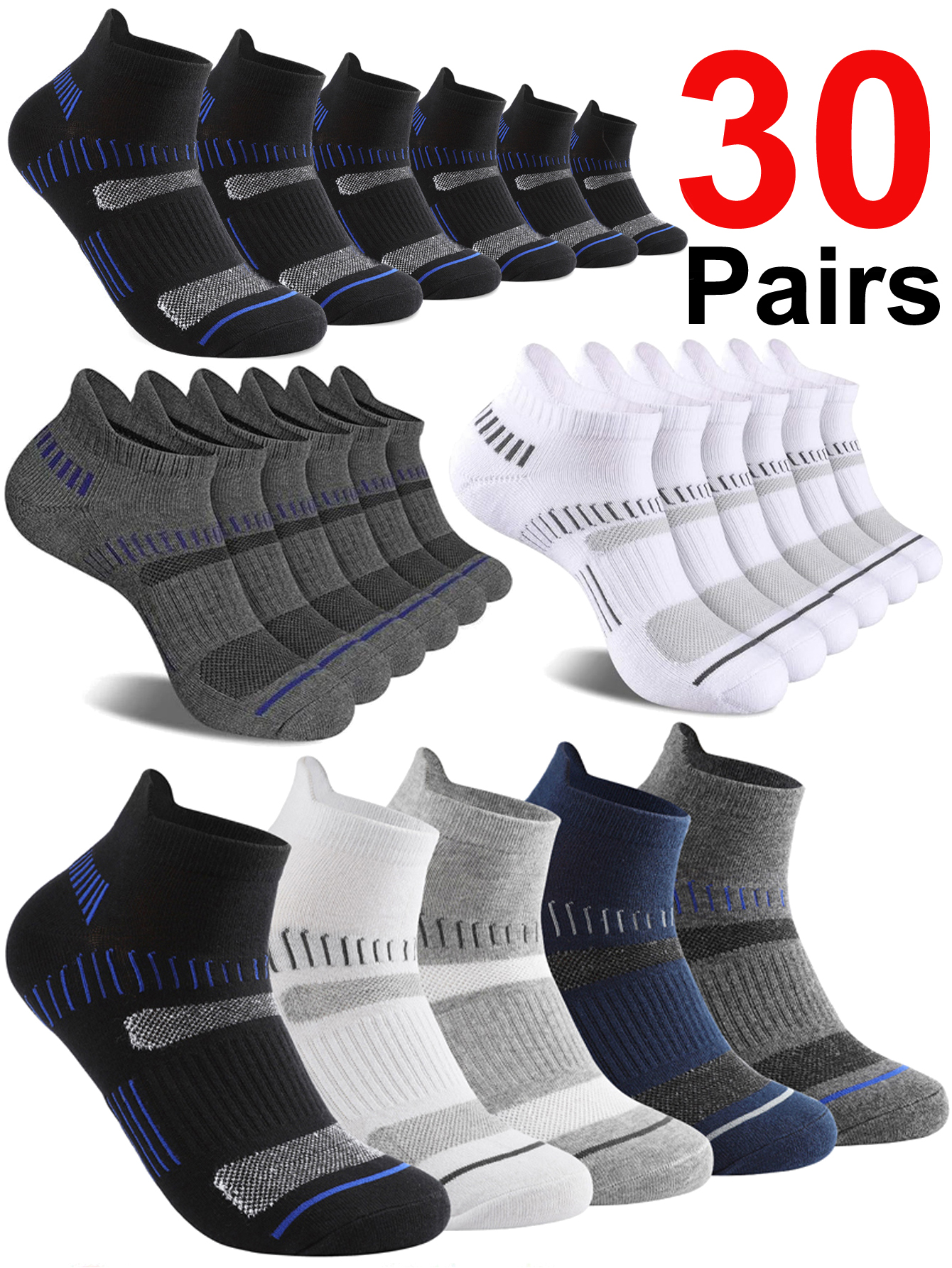 30 Pairs Ankle Socks Men Athle - Ankle Sock Low Cut ulasan dan harga
