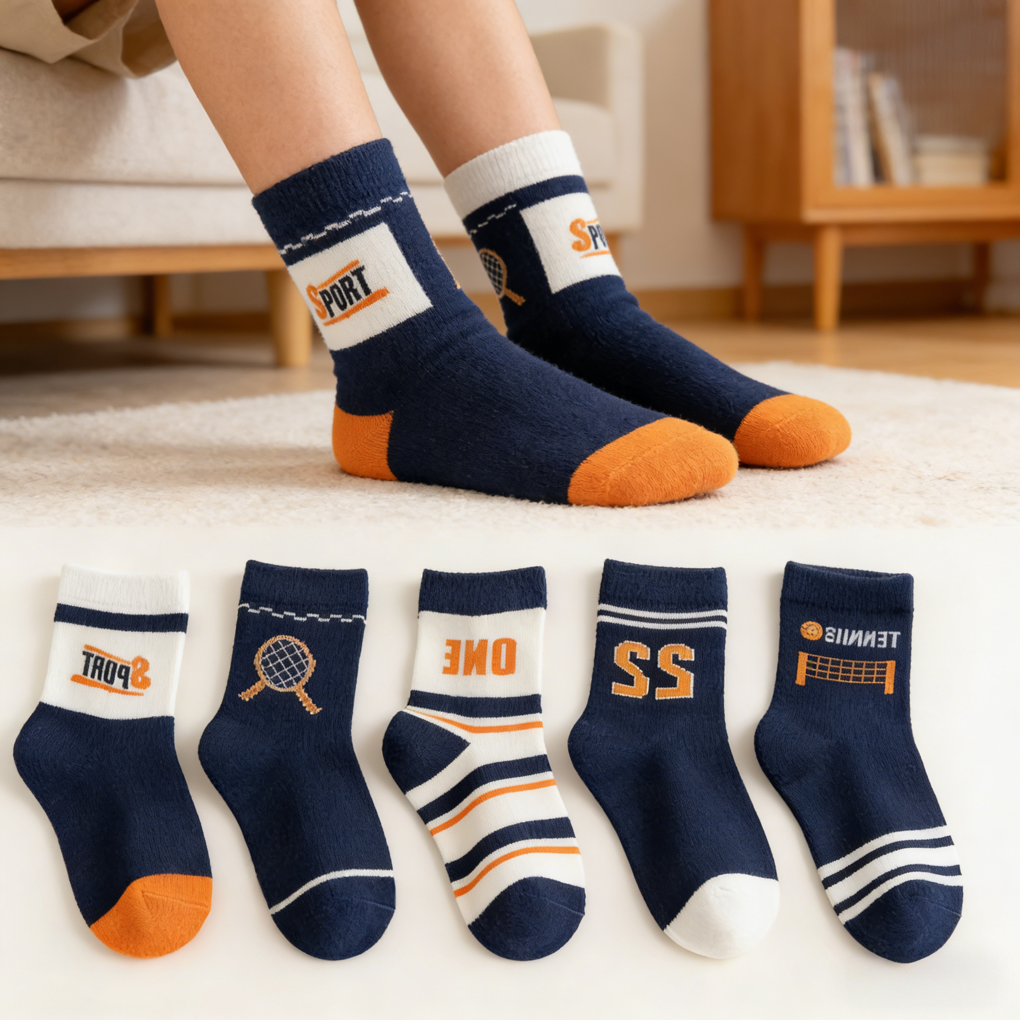 Children's Socks 5-Pack – Boys - Cotton Crew Sock Pack ulasan dan harga