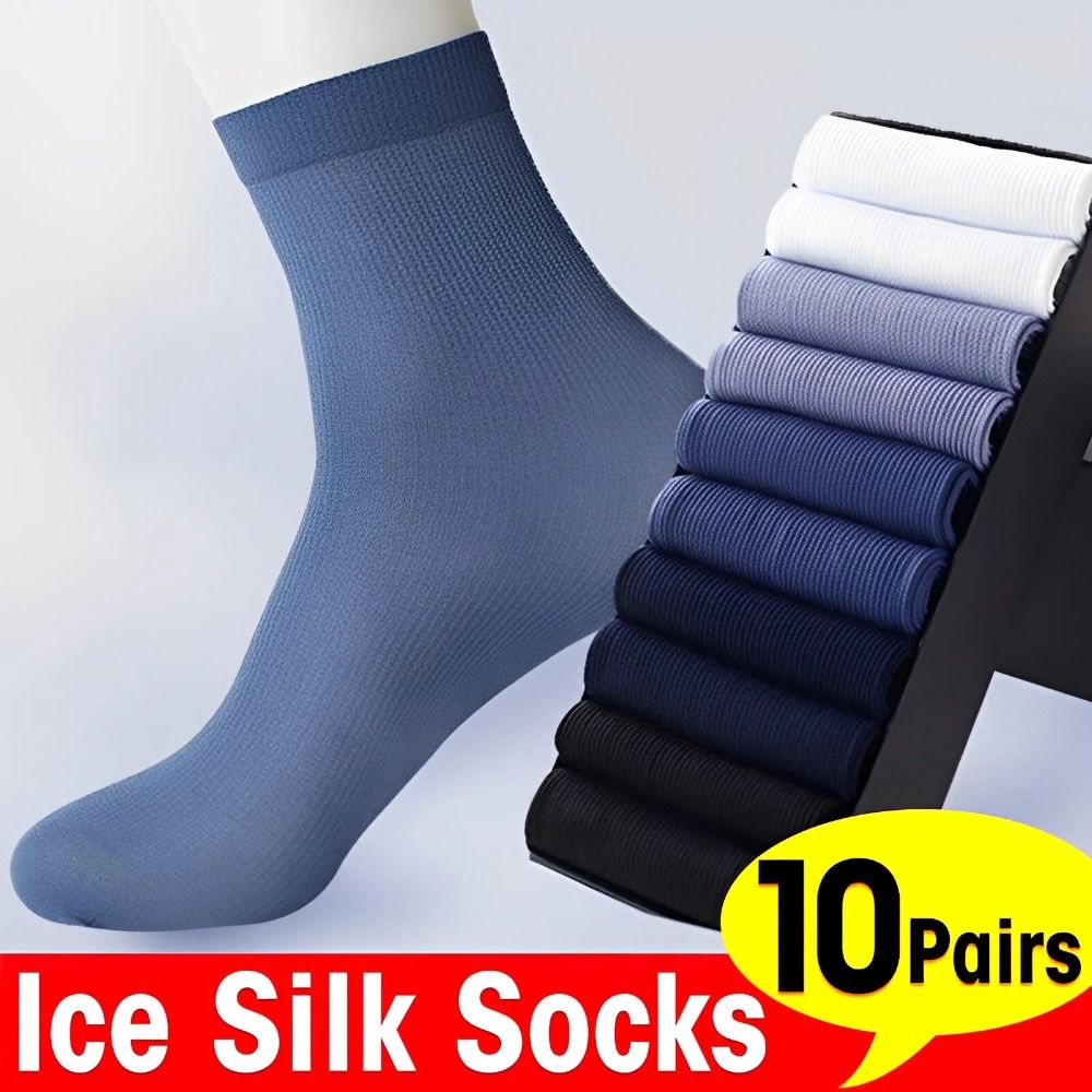10pairs Men Ice Silk Socks Sum - Silk Sock Bamboo ulasan dan harga