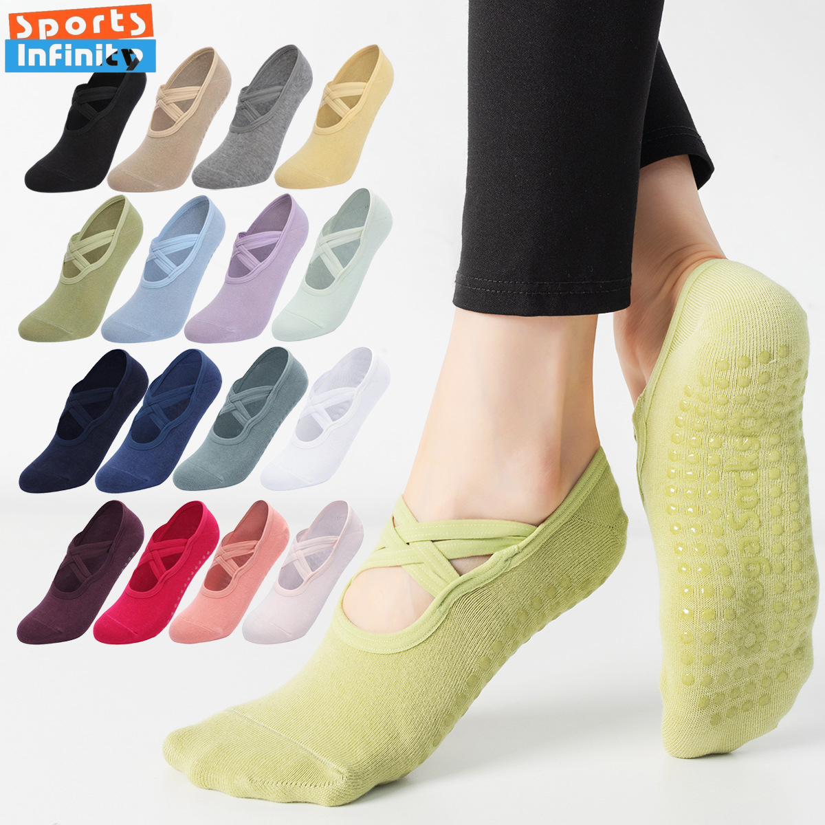 Fashion Cross Straps Backless  - Grip Sock Yoga ulasan dan harga