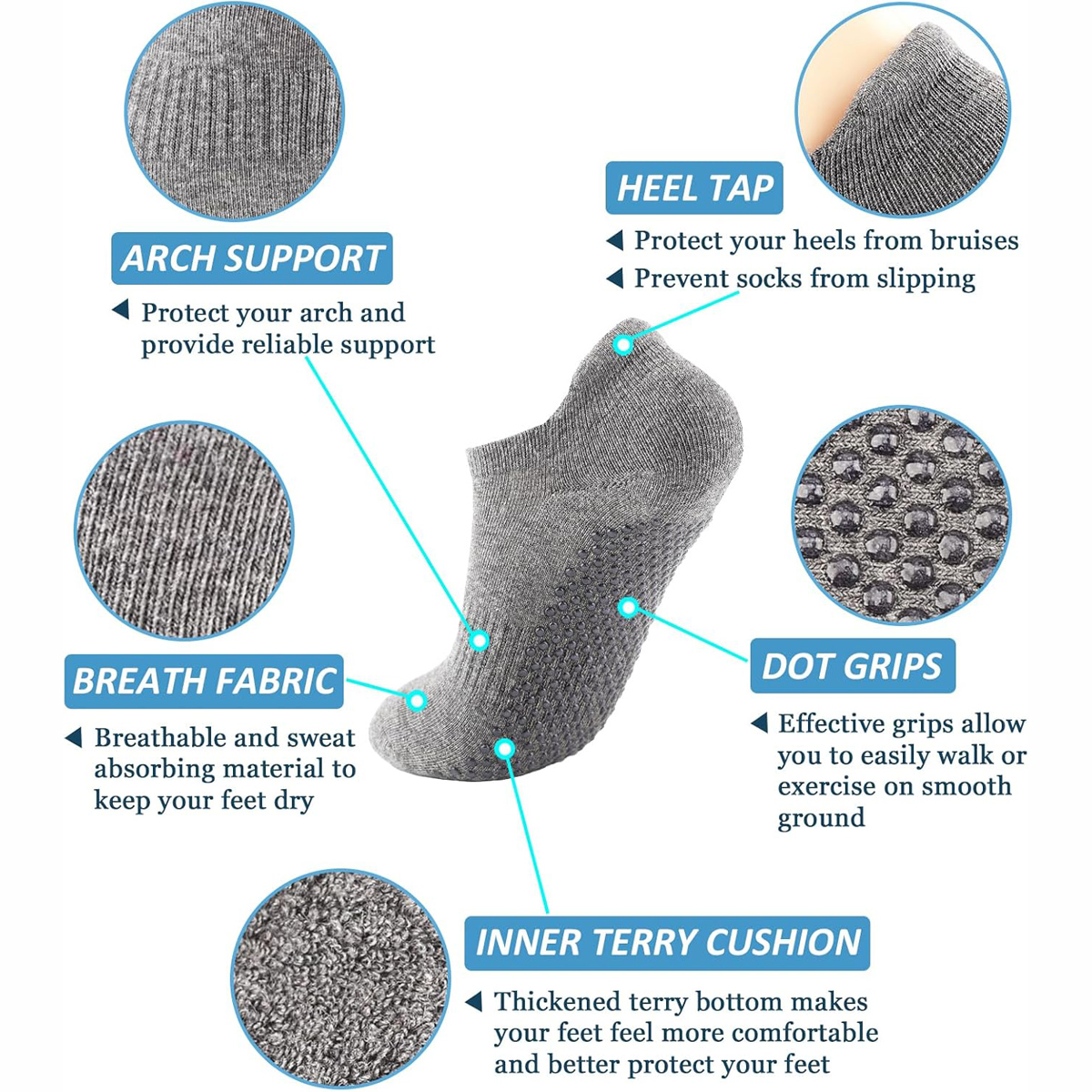 6 Pairs Yoga Socks for Women P - Grip Sock Yoga ulasan dan harga