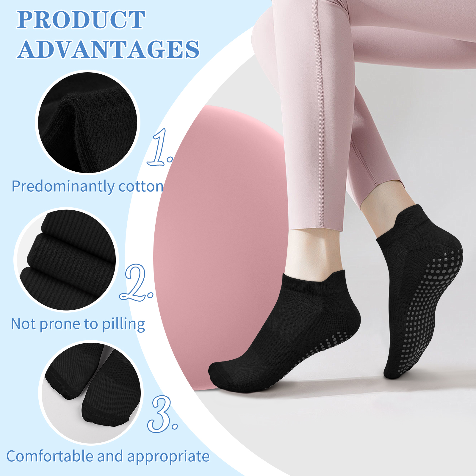 3 Pairs Yoga Socks Women Cotto - Grip Sock Yoga ulasan dan harga