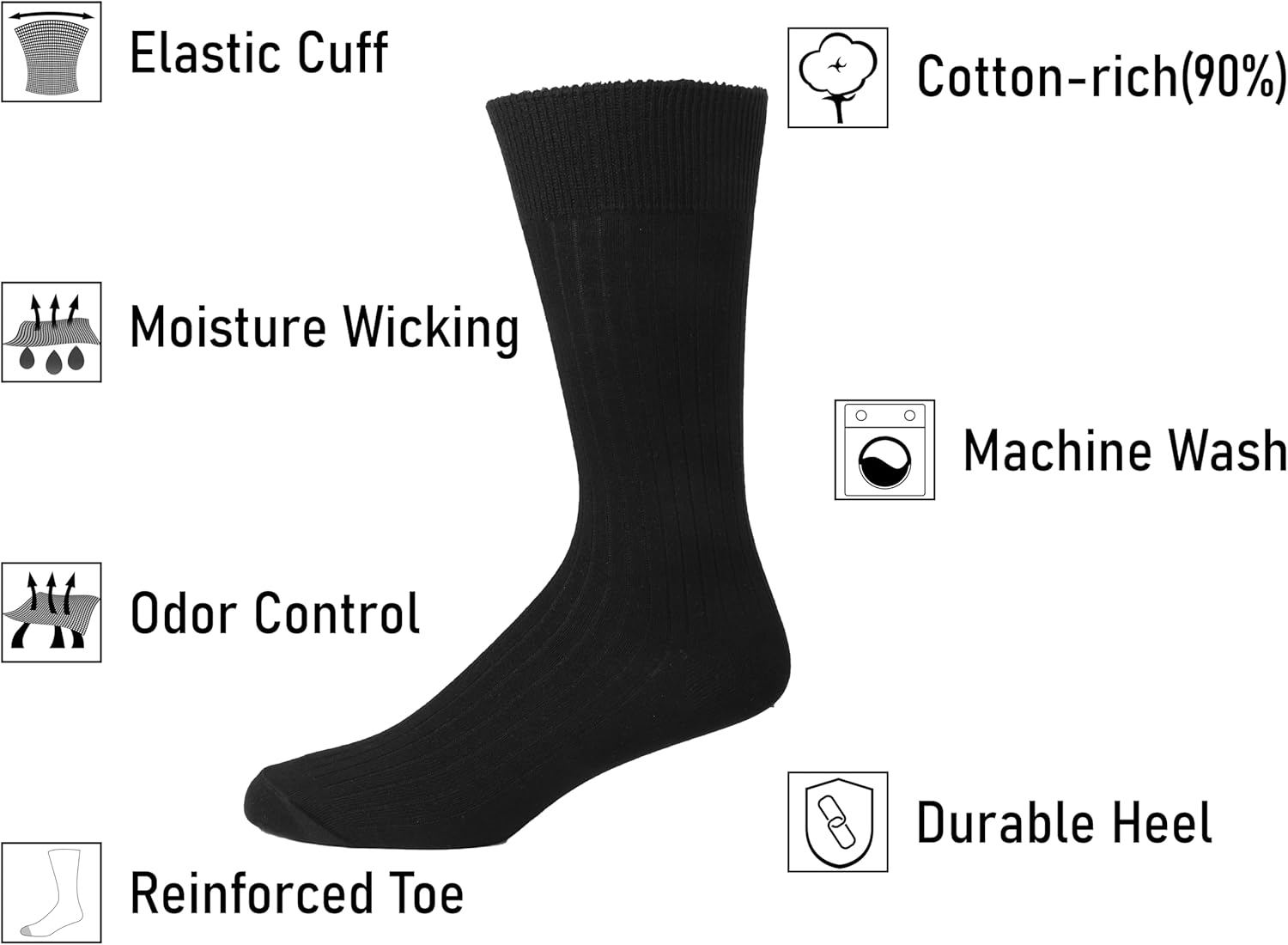 Men Dress Socks 5-Pack Plain R - Cotton Crew Sock Pack ulasan dan harga